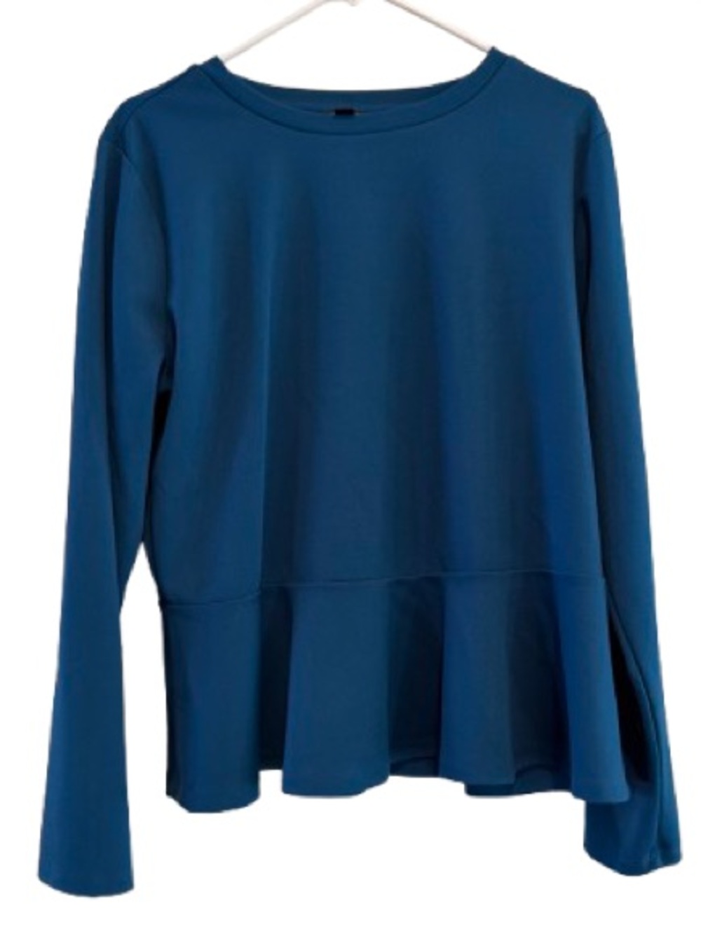 Teal Blue Peplum Long Sleeve Top by Ann Taylor